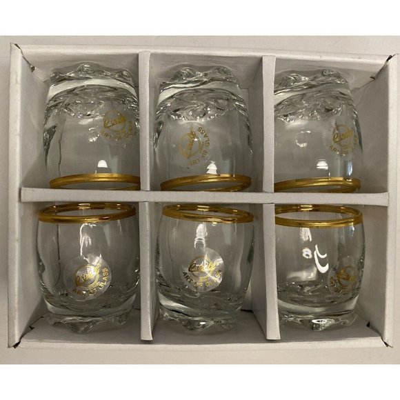 Circleware Twinkle 6 Piece 2 Oz Shot Glass - Gold Rim - NIB - Picture 2 of 9